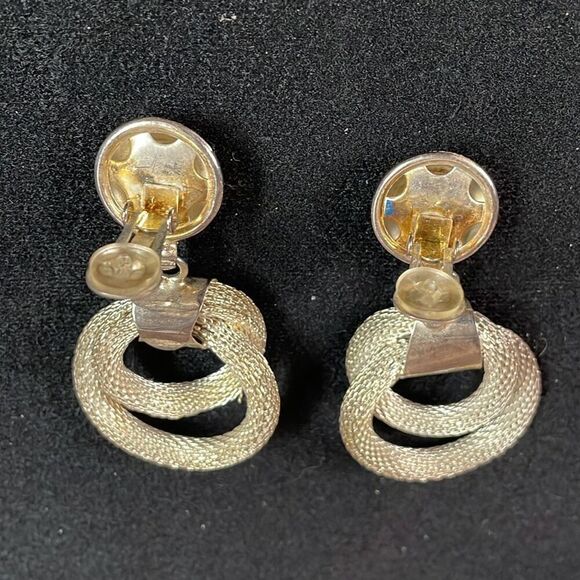 Vintage Silvertone Door Knocker Twisted Snake Clip On Earrings 80’s 90’s - Picture 4 of 4